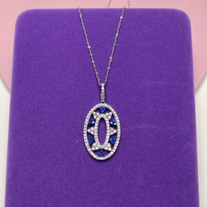 💛 Classic 925 White & Blue CZ Art Deco Necklace